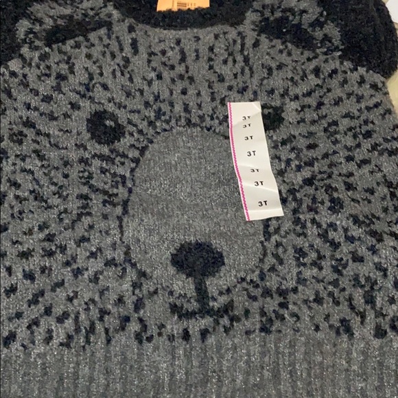 Cat & Jack Kid's Fuzzy Gray Bear Face Sweater NWT - Picture 9 of 9